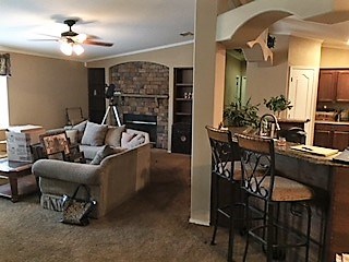 living room open to kitchen