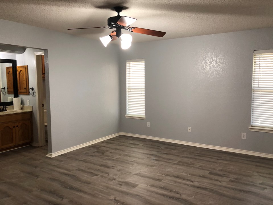 master bedroom and bathroom