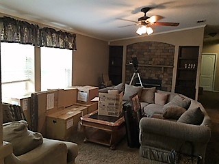 living area with fire place